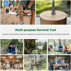 LIFCAUSAL Outil De Survie 4-Edge Manuel Auger Settler Clé Bushcraft Scotch Eye Perceuse à Main Pour Le Travail Du Bois Camping Fendage Du Bois De Chauffage -Tarière motorisée Soldes 66163553 4