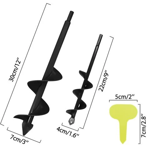 PESCE Deux Packs 4x22cm Et 8x30cm Tarière De Jardin à Tête Triangulaire Solide Noire Perceuse De Jardin Punta Del Trapano Della Coclea Coclea Da Giardino Coclea Da Giardino Coclea Esagonale 2 PESCE Deux Packs 4x22cm Et 8x30cm Tarière De Jardin à Tête Triangulaire Solide Noire Perceuse De Jardin Punta Del Trapano Della Coclea Coclea Da Giardino Coclea Da Giardino Coclea Esagonale – Image 2