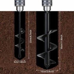 2 Pcs Perceuse De Tarière, Perceuse De Sol Jardinage Mèche De Forage Vrille Mise En Place De Poteaux De Clôture Plantation D’Arbres, 40mm + 100mm Bêches-tarières Sur Perforateur,Adélala -Tarière motorisée Soldes 66384965 3