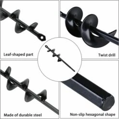 2 Pcs Perceuse De Tarière, Perceuse De Sol Jardinage Mèche De Forage Vrille Mise En Place De Poteaux De Clôture Plantation D’Arbres, 40mm + 100mm Bêches-tarières Sur Perforateur,Adélala -Tarière motorisée Soldes 66384965 4