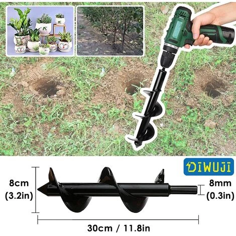 FLYME Jardin Foreuse, Tige Hexagonale Acier Inoxydable, Tariere Thermique, Creuser Des Trous Cultiver En Profondeur, Outil De Plantation Pratique Pour Fleur Planter Des Arbres Arbustes (Dia: 8cm L: 30cm) 5 FLYME Jardin Foreuse, Tige Hexagonale Acier Inoxydable, Tariere Thermique, Creuser Des Trous Cultiver En Profondeur, Outil De Plantation Pratique Pour Fleur Planter Des Arbres Arbustes (Dia: 8cm L: 30cm) – Image 5