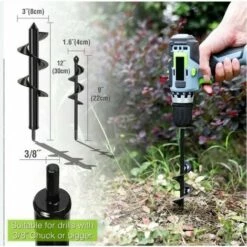 QERSTA Mèche Jardin Tarière 80 Et 40 Mm 2 Pièces, Forets De Jardin En Spirale, Outil De Plantation Pratique Pour Faire Rapidement Trou Et Planter Des Fleurs Arbres Arbustes. -Tarière motorisée Soldes 67962741 4