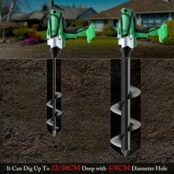 Cisea 2 Pcs Mèche Jardin Tarière Ø 80×300mm + Ø40×220mm, Foret De Jardin En Spirale Pour Faire Trou Planter Des Arbres, Arbustes - Noir -Tarière motorisée Soldes 68077876 3