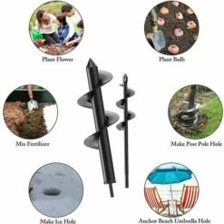 QERSTA 2 Pcs Mèche Jardin Tarière Ø 80×300mm + Ø40×220mm, Foret De Jardin En Spirale Pour Faire Trou Planter Des Arbres, Arbustes - Noir 7 QERSTA 2 Pcs Mèche Jardin Tarière Ø 80×300mm + Ø40×220mm, Foret De Jardin En Spirale Pour Faire Trou Planter Des Arbres, Arbustes - Noir -Tarière motorisée Soldes 68097651 4