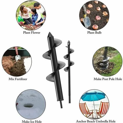 QERSTA 2 Pcs Mèche Jardin Tarière Ø 80×300mm + Ø40×220mm, Foret De Jardin En Spirale Pour Faire Trou Planter Des Arbres, Arbustes - Noir 4 QERSTA 2 Pcs Mèche Jardin Tarière Ø 80×300mm + Ø40×220mm, Foret De Jardin En Spirale Pour Faire Trou Planter Des Arbres, Arbustes - Noir – Image 4