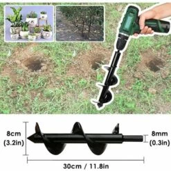 FLYME Jardin Foreuse, Tige Hexagonale Acier Inoxydable, Tariere Thermique, Creuser Des Trous Cultiver En Profondeur, Outil De Plantation Pratique Pour Fleur Planter Des Arbres Arbustes (Dia: 8cm L: 30cm) -Tarière motorisée Soldes 68199955 4