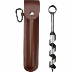 Tarière motorisée Soldes 7 NAXUNNN Perceuse à Tarière Manuelle, Conception Vis Autotaraudeuses Outil Tarière Survie Perceuse Main Pour Le Travail Du Bois Foret Tarière De Jardin Outil Survie Des Colons Avec étui En Cuir