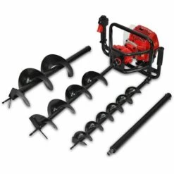 GRANDMASTER Spark - Tarière Thermique 62CC, Moteur 2 Temps 2200W/3HP, 3 Foreuses 100mm/150mm/200mm, 1700RPM, Système Anti-Vibrations, Niveau Acoustique 110dB